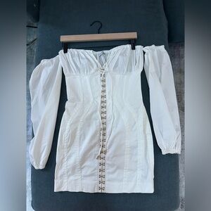 Fashion Nova White Off-Shoulder Corset Mini Dress NWOT